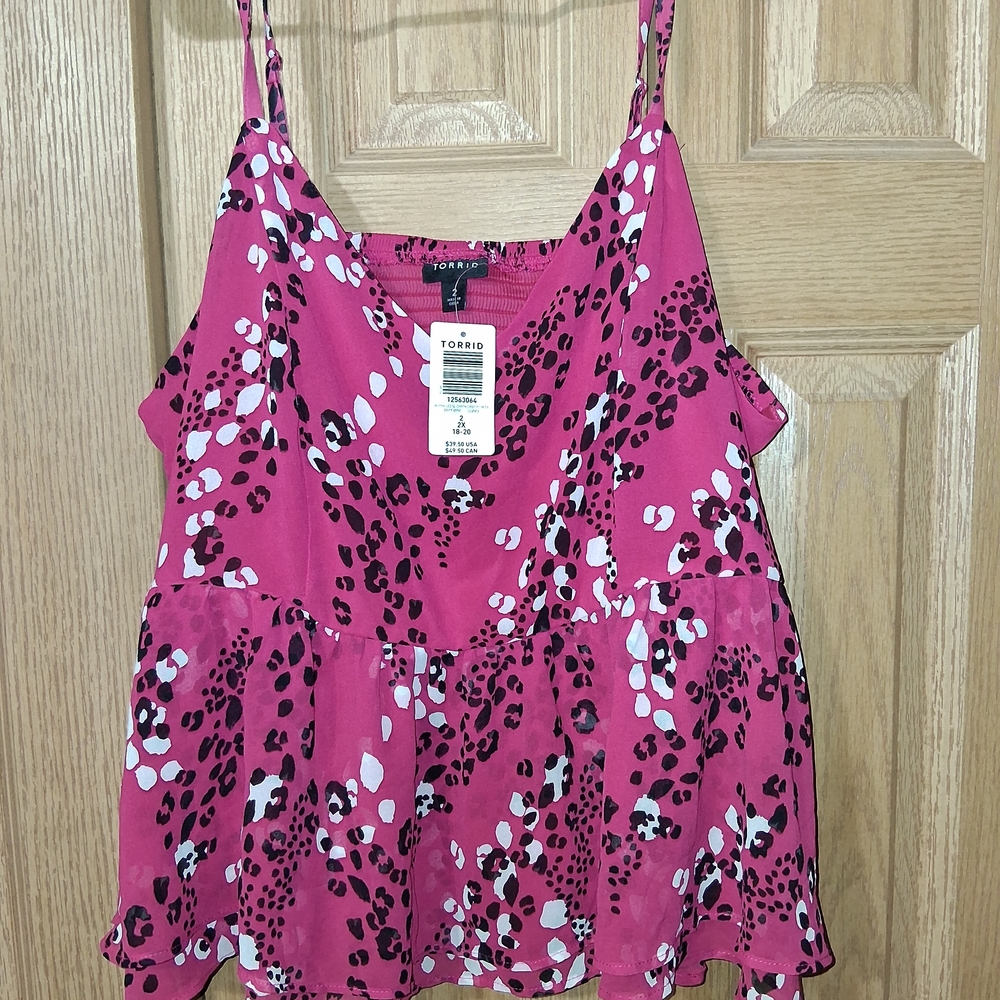 Torrid Fuchsia and Black Leopard Print Camisole